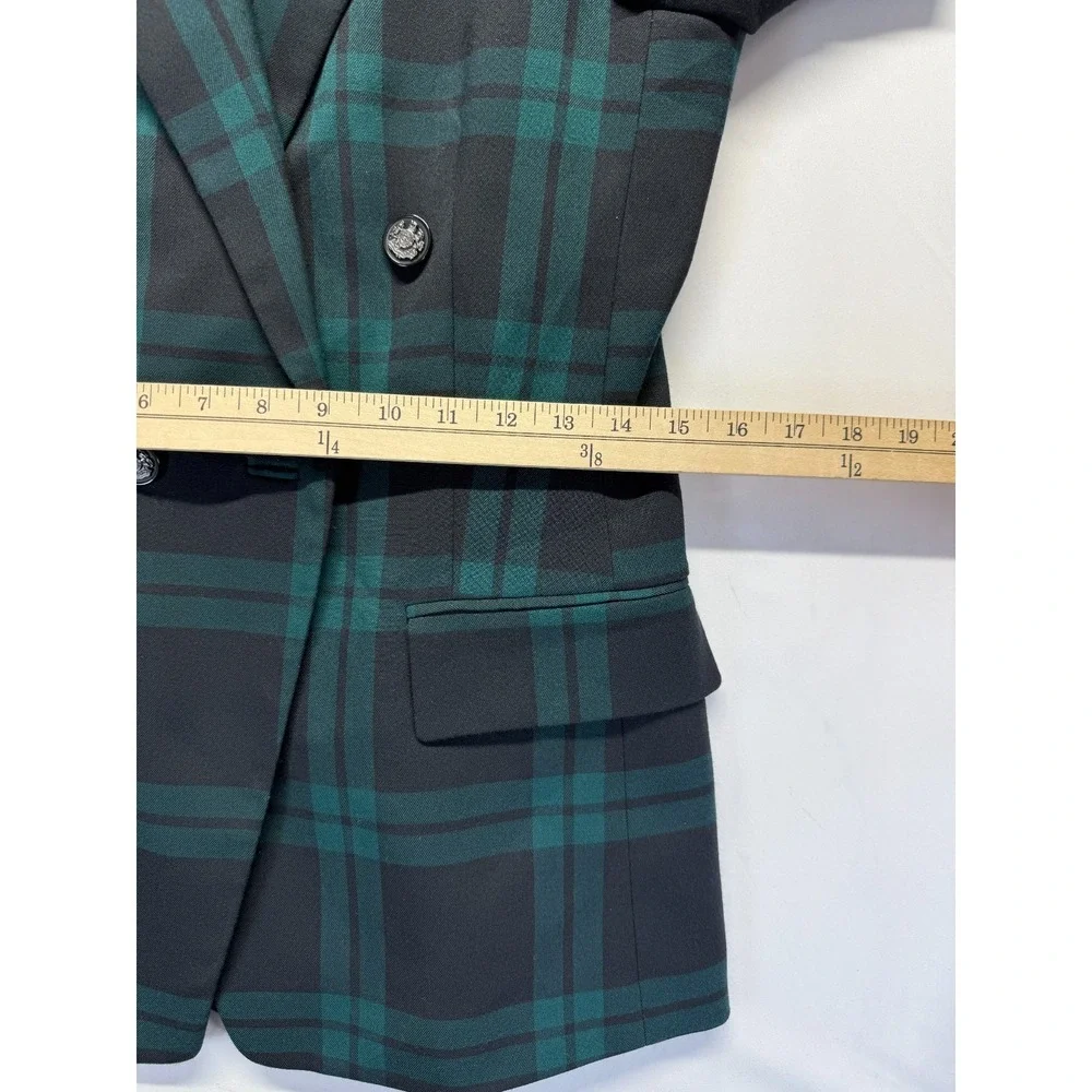 Antonio Melani‎ Blazer Jacket Womens 4 Green Black Plaid Double Breasted Formal